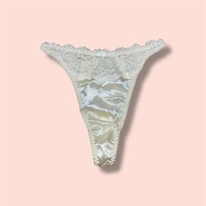 Vintage White Satin Lace Thong